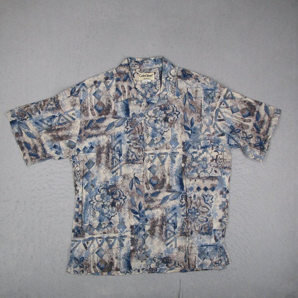 Vintage Cooke Street Shirt Mens XL Multicolor Cotton Lawn Button Up USA Tiki